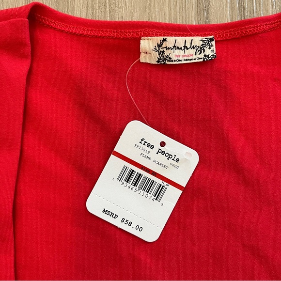 Free People red long sleeve square neck bodysuit - Picture 2 of 3